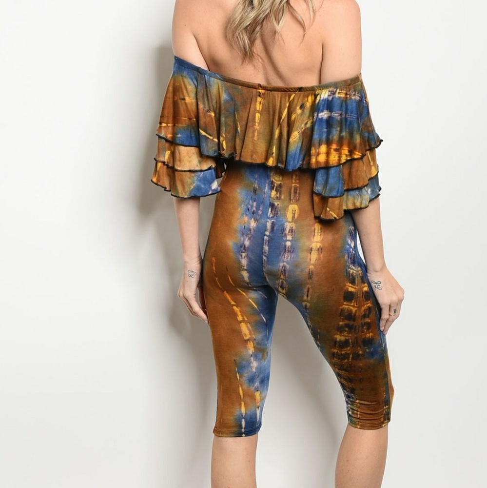 Blue/Mustard tie dye jumpsuit - Picture 2 of 6